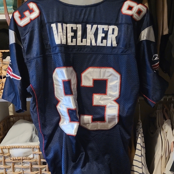 New England PATRIOTS Reebok Onfield NFL Blue WES WELKER  Jersey - Picture 3 of 3